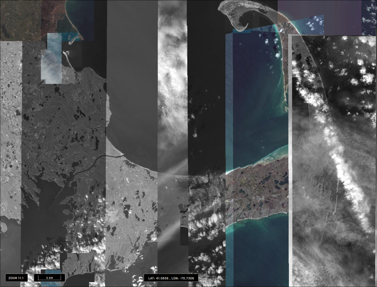 Online image strips over Cape Cod, Massachusetts.